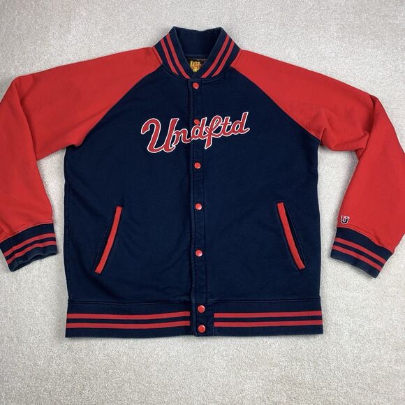 Undefeated Fleece Bomber Varsity Jacket Size XL Navy/RedStreetwear UNDFTD